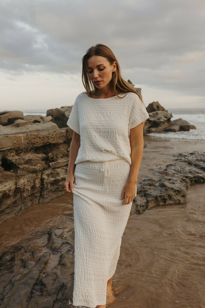 Waves Pleat Pullover Vanille