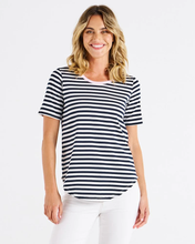 Load image into Gallery viewer, Ariana Tee - Navy Stripe/Pink