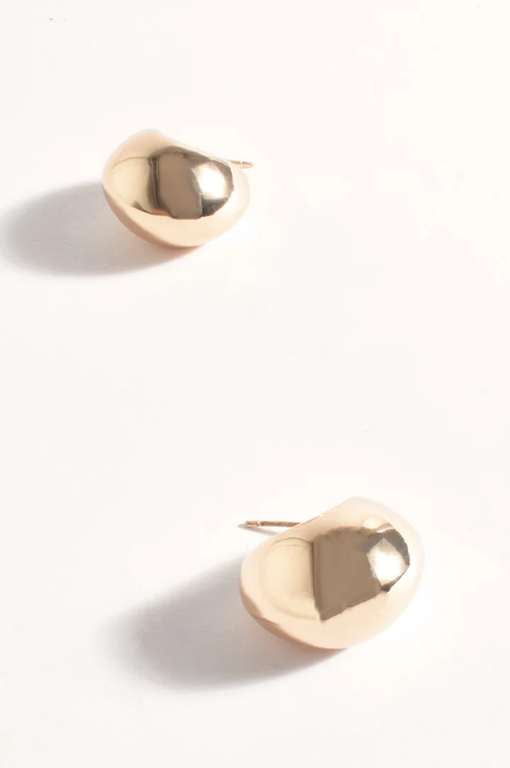 Polished Curved Dome Earrings Gold