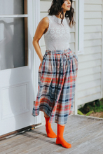 Load image into Gallery viewer, Amélie Multi Check Linen Skirt with Belt