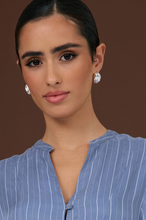 Load image into Gallery viewer, Wave Pattern Metal Stud Earrings Silver