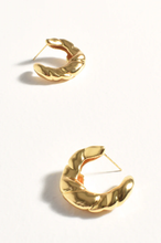 Load image into Gallery viewer, Mini Metal Textured Side Hoops gold