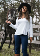 Load image into Gallery viewer, Braxton Bamboo Long Sleeve Top White