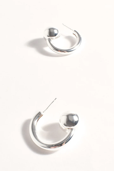 Metal Ball End Mini Hoops Silver