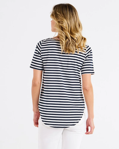 Ariana Tee - Navy Stripe/Pink