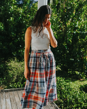 Load image into Gallery viewer, Amélie Multi Check Linen Skirt with Belt