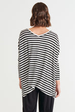 Load image into Gallery viewer, Kyoto V-Neck Tee Black/White Stripe