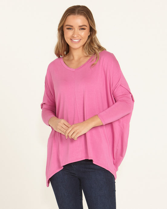 Kyoto V-Neck Tee Winter Pink