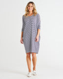 Load image into Gallery viewer, Lucia Dress Navy/White Stripe