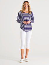 Load image into Gallery viewer, Megan Long Sleeve Top Dark Blue Stripe