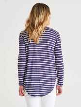 Load image into Gallery viewer, Megan Long Sleeve Top Dark Blue Stripe