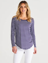 Load image into Gallery viewer, Megan Long Sleeve Top Dark Blue Stripe