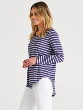 Load image into Gallery viewer, Megan Long Sleeve Top Dark Blue Stripe