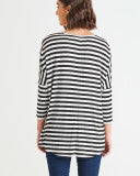 Milan 3/4 Sleeve Top Black/White Stripe