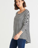 Load image into Gallery viewer, Milan 3/4 Sleeve Top Black/White Stripe
