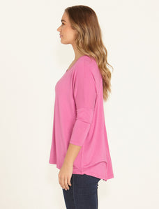 Milan 3/4 Sleeve Top Winter Pink