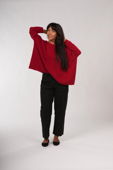 Montaigne Olivia 100% New Zealand Lambswool Jumper Red