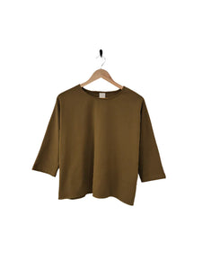 Montaigne Siena 100% Cotton 3/4 Sleeve Top Olive