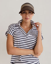 Load image into Gallery viewer, Rush Bamboo Short Sleeve Collared Polo Top - Navy &amp; White Stripe