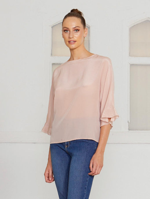 If Anyone Falls Top in Peony Pink by Fate & Becker. Silk top, Fate and Becker top, Women's silk top