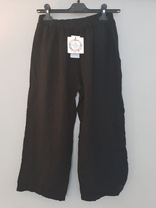 Italian Linen 3/4 Rosa Pants | Black