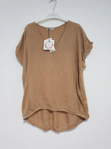 Plain Italian Linen Tee - Siena