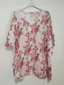 Italian Linen T-Shirt - Grande - Floral