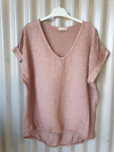 Plain Italian Linen Tee - Siena