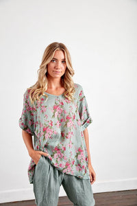 Italian Linen T-Shirt - Grande - Floral