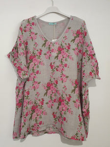 Italian Linen T-Shirt - Grande - Floral