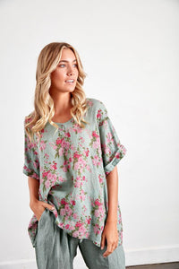 Italian Linen T-Shirt - Grande - Floral
