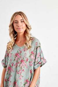 Italian Linen T-Shirt - Grande - Floral