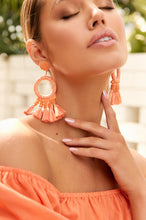 Load image into Gallery viewer, Caterina Statement Raffia Earrings - Orange