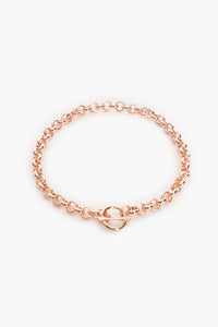 Round Chain Link Toggle Detail Necklace - Rose