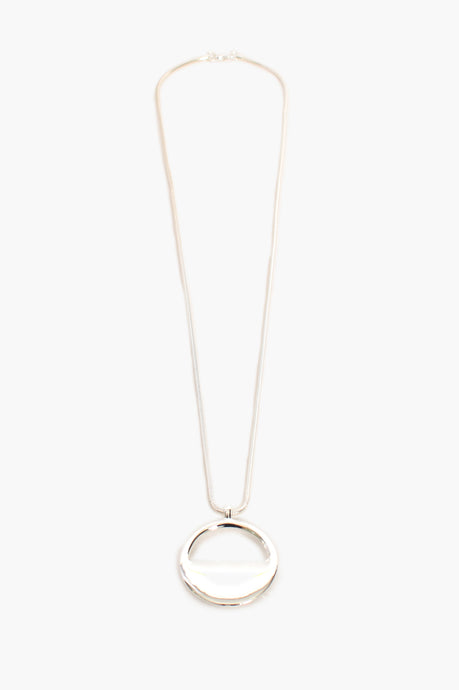Half Circle Pendant Drop Necklace (Silver)