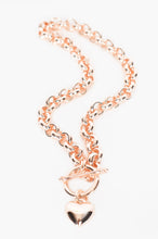 Load image into Gallery viewer, Heart Fob Round Link Chain Necklace