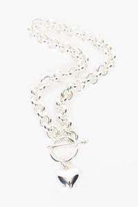 Heart Fob Round Link Chain Necklace