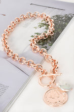 Load image into Gallery viewer, Coin &amp; Pearl Round Link Chain Necklace - rose