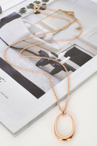 Oval Pendant Fine Chain Necklace - Gold