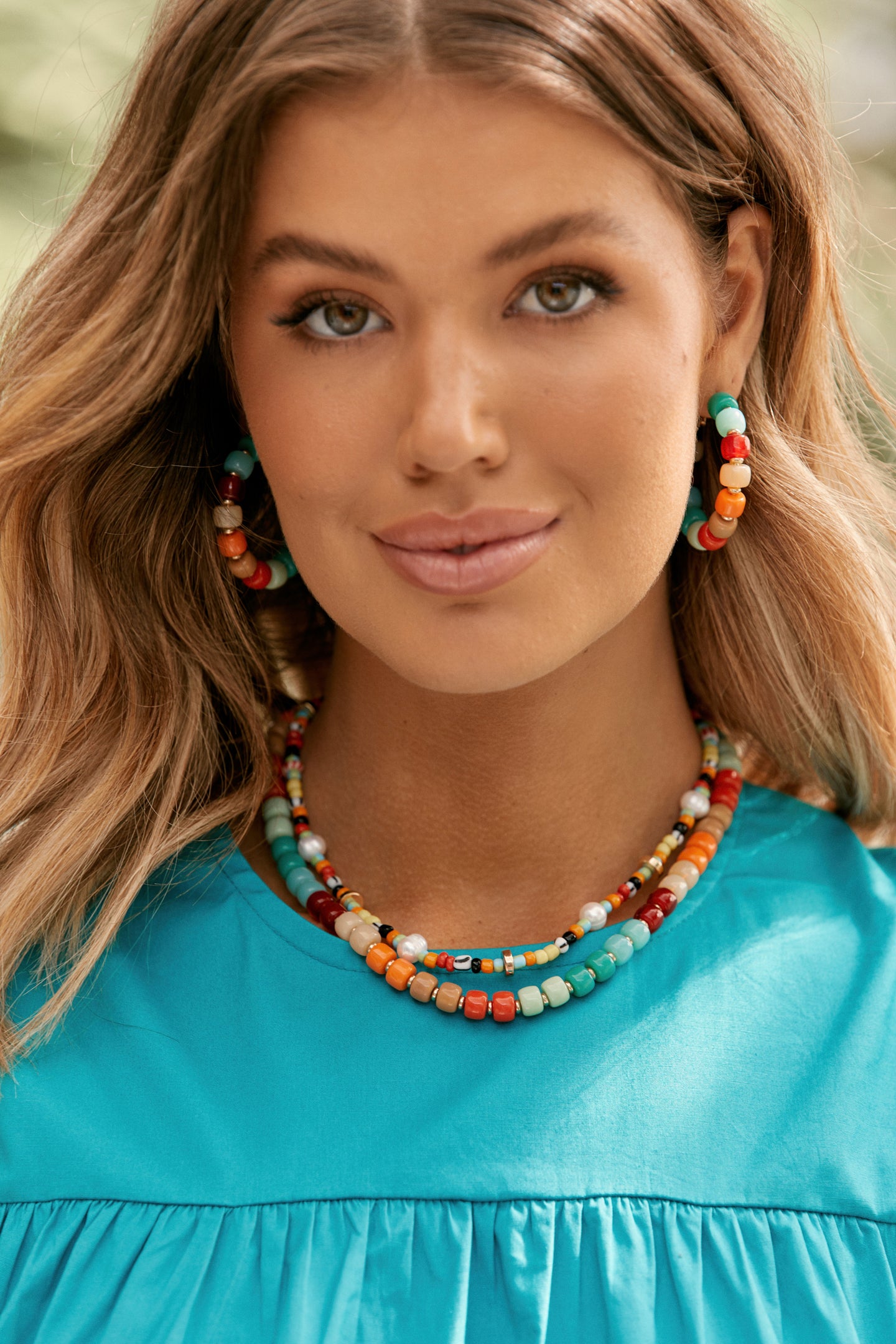 Two Strand Resin Bead Necklace
