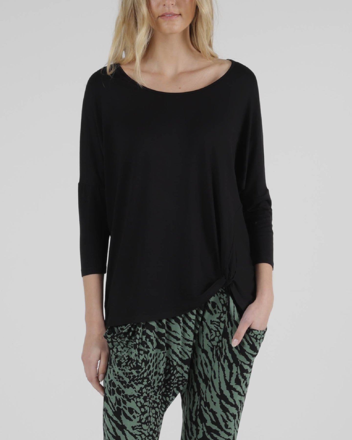Atlanta 3/4 Sleeve Top - Black
