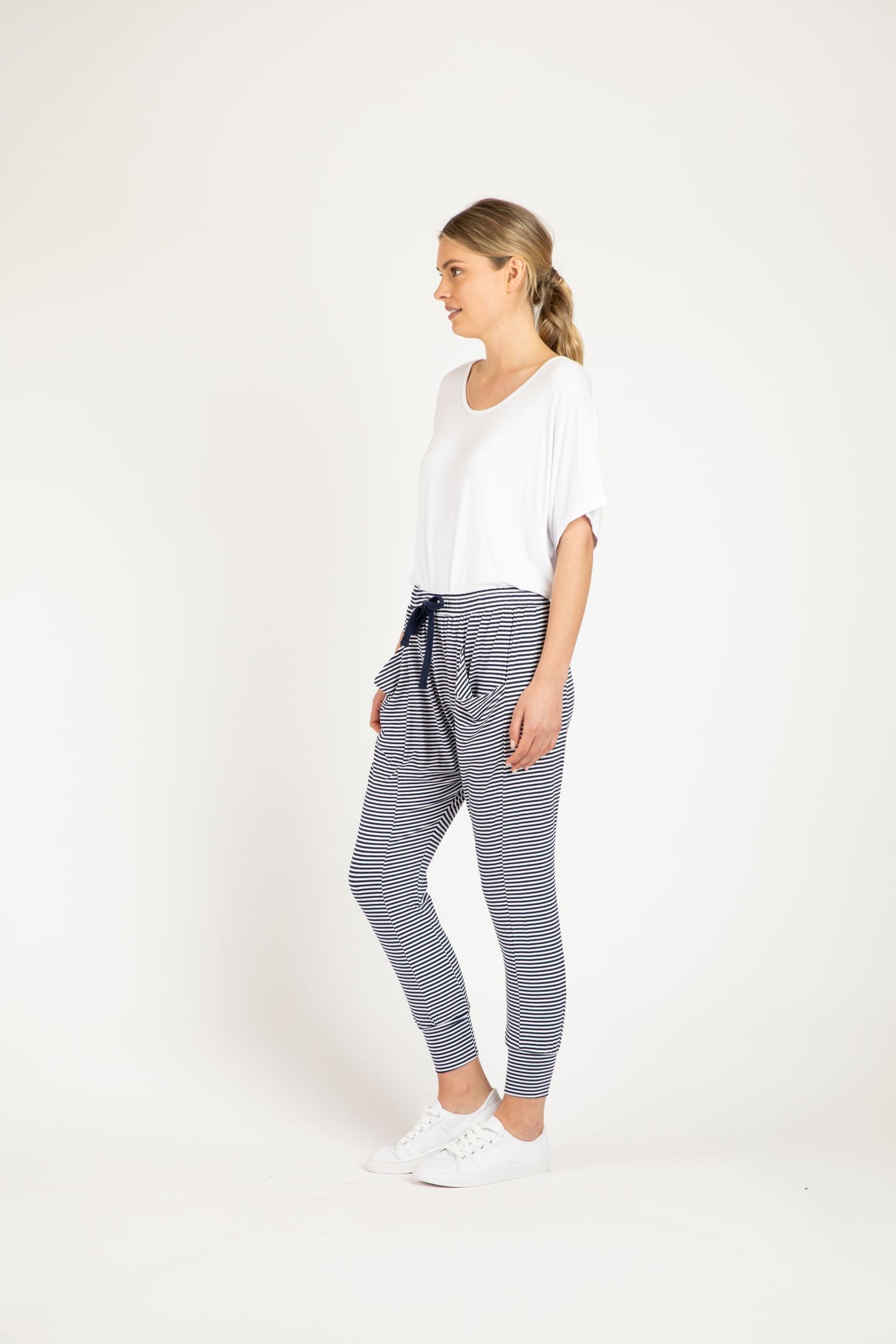 Barcelona Pant | Navy White Stripe