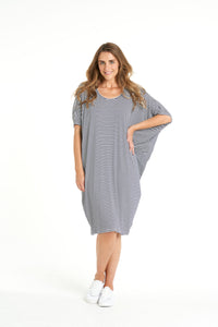 Maui Dress - Navy Blue/White Stripe