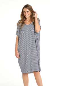 Maui Dress - Navy Blue/White Stripe
