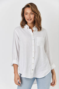 Button Up Linen Shirt - Blanche