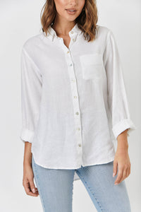 Classic Button Up Linen Shirt - Blanche