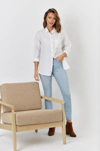 Classic Button Up Linen Shirt - Blanche