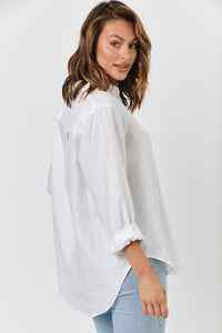 Classic Button Up Linen Shirt - Blanche