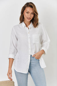Button Up Linen Shirt - Blanche