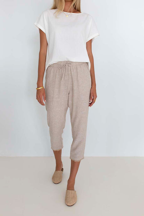 Humidity Lifestyle Lido 3/4 Pant Natural, Linen Clothing, The Corner Store Yamba